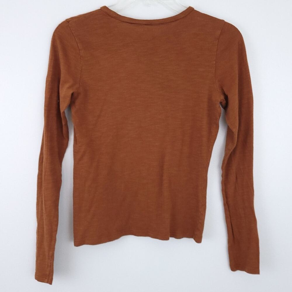 American Eagle Brown Long Sleeve Tee Small, Cotton Modal Blend Casual Top Comfy - Picture 2 of 4
